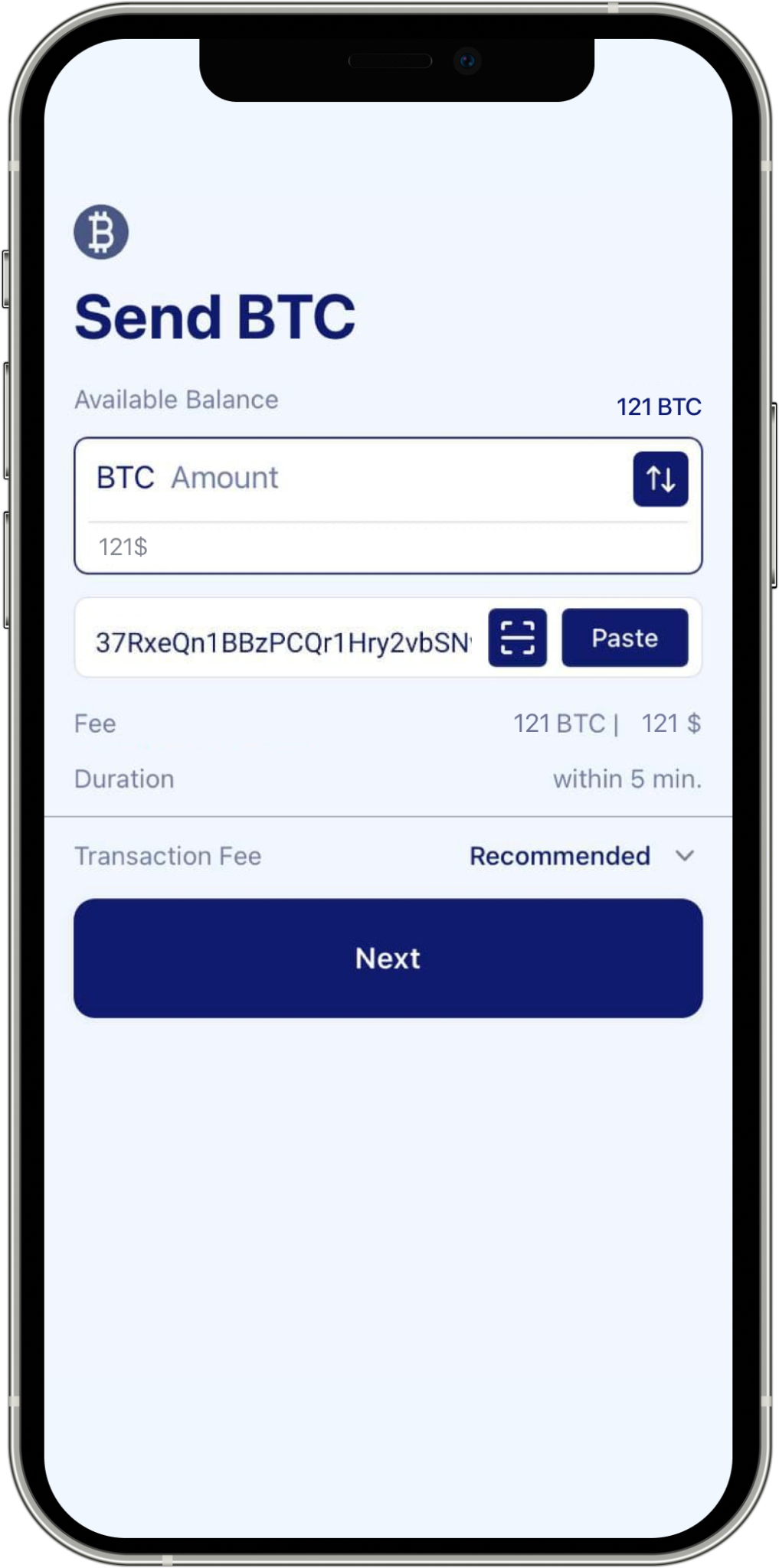 send from one btc wallet to wallet